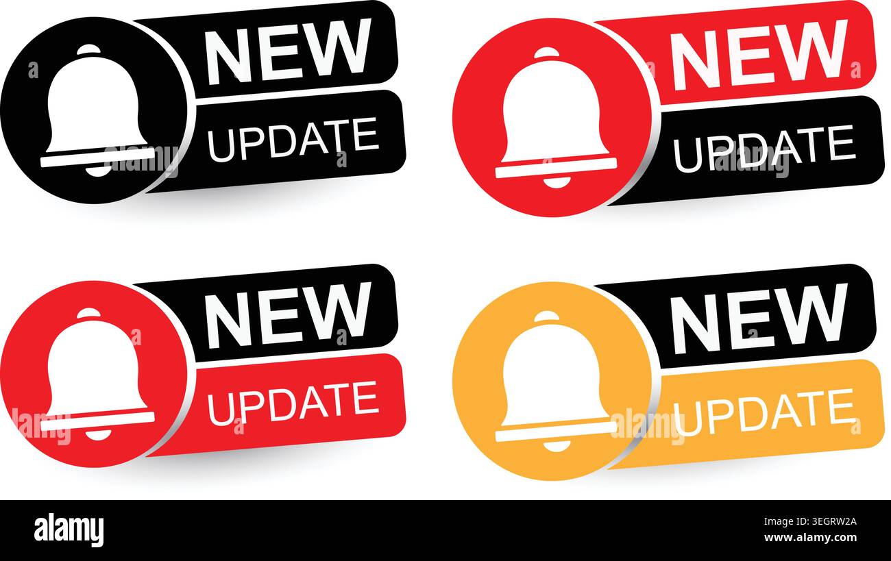 Modern New Update Badge Label Design for Notification Marketing Branding Stock Vector