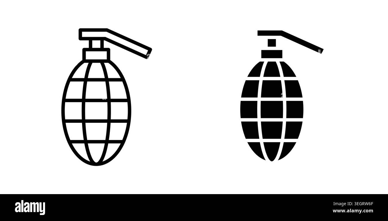 Hand grenade icon vector template set in black Stock Vector