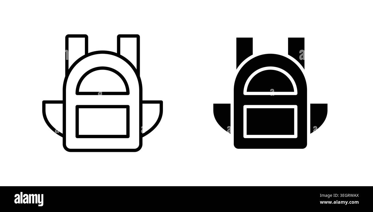 Backpack icon vector template set in black Stock Vector