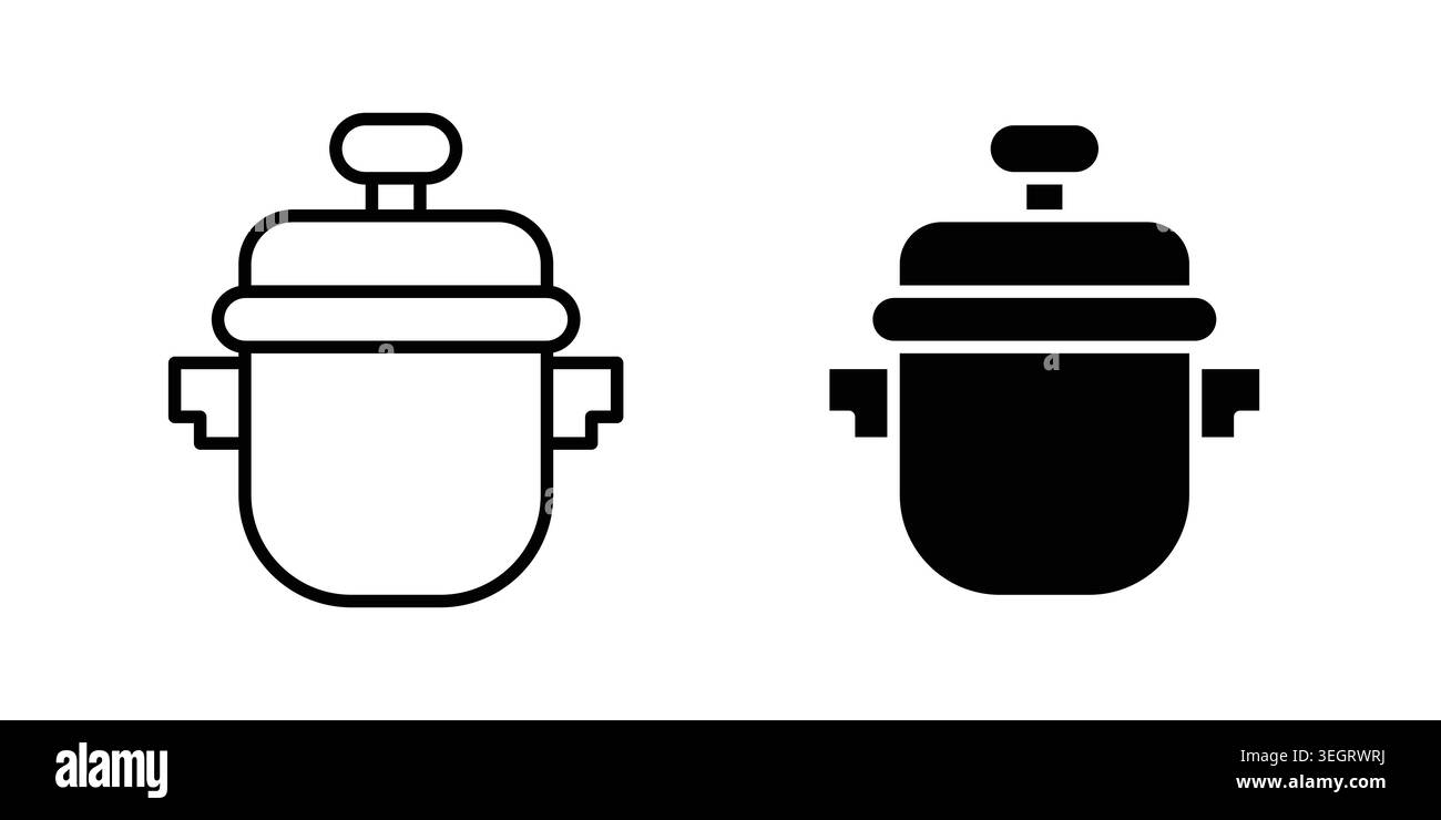 pressure cooker icon vector template set in black Stock Vector