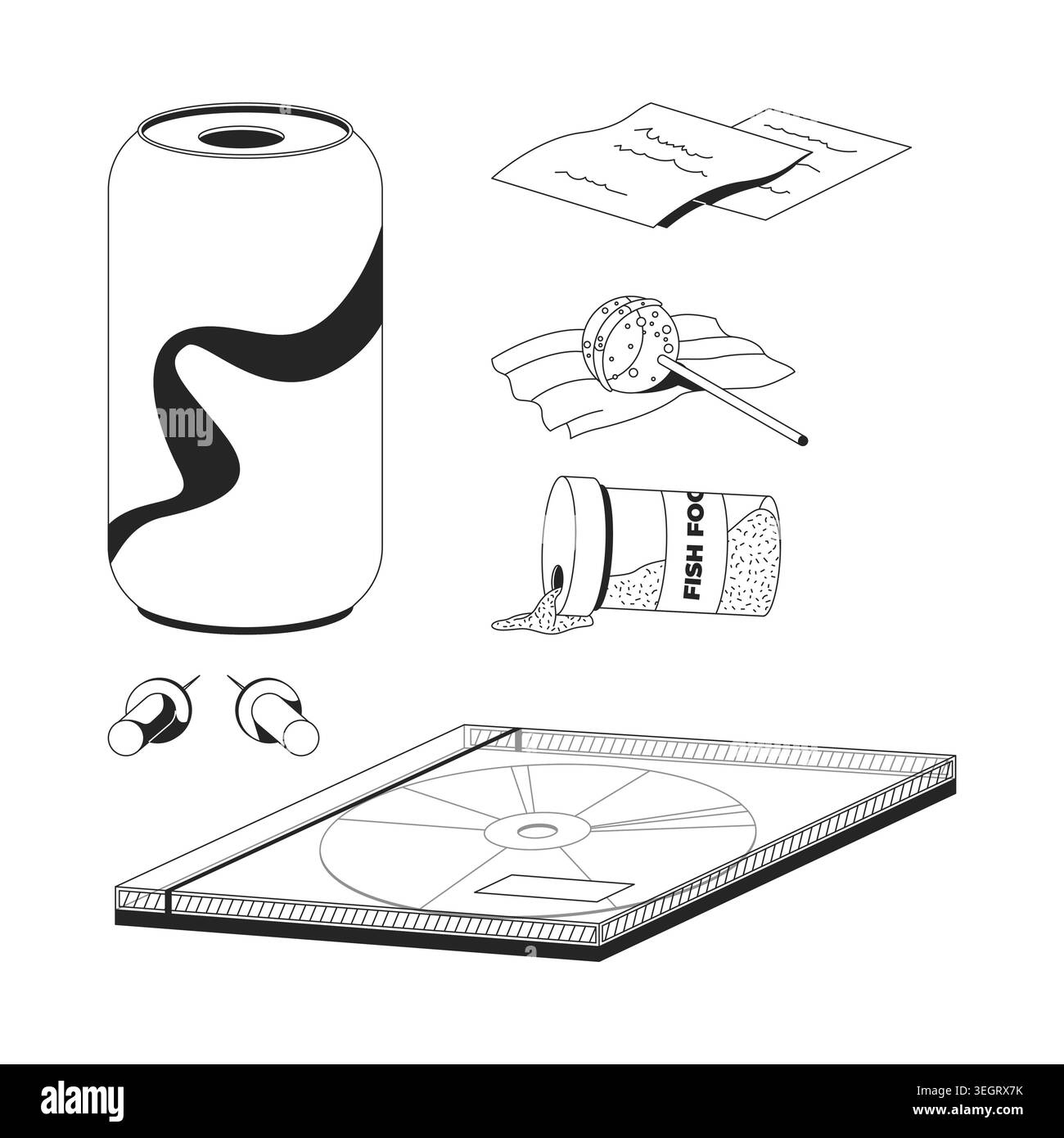 Assorted everyday Y2K 2D line objects set Stock Vector