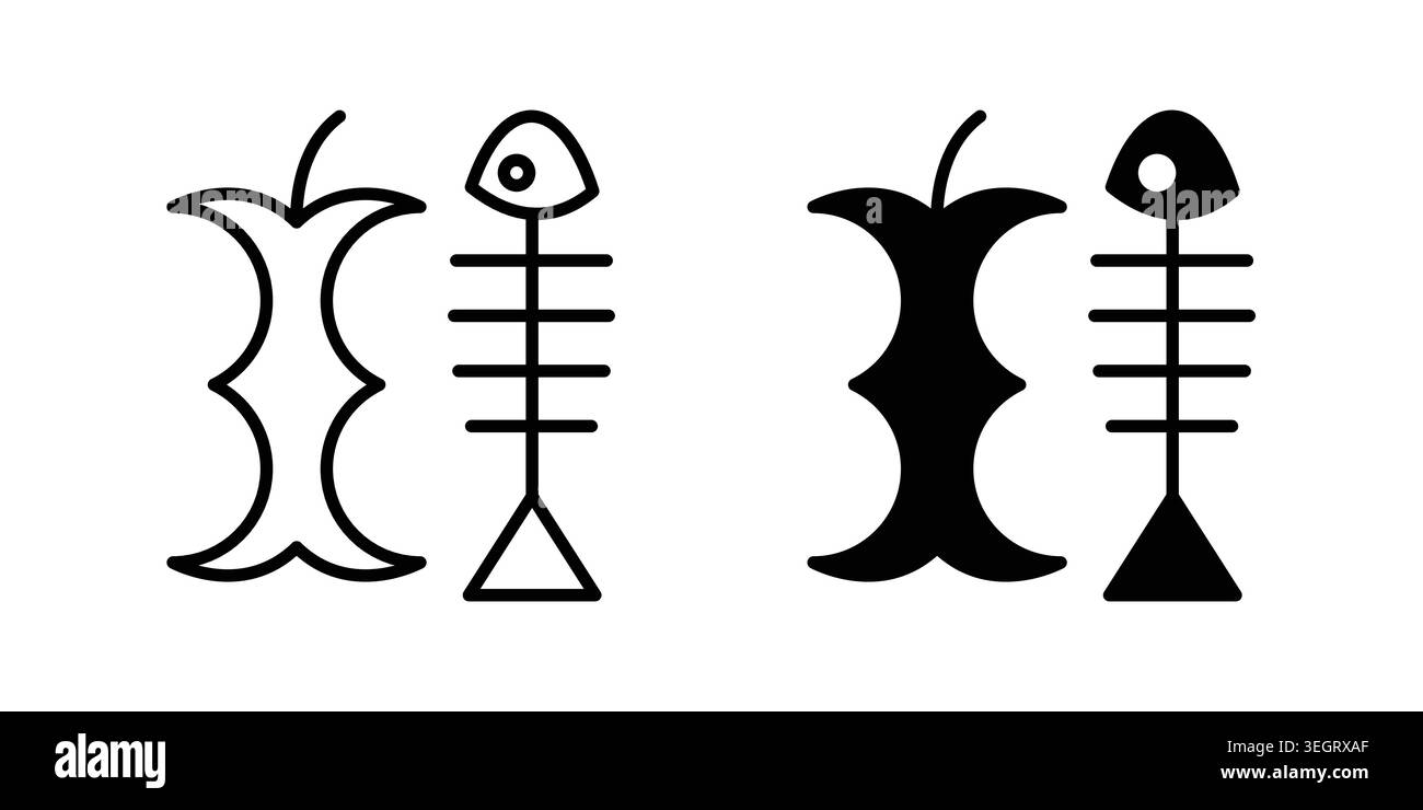 Organic waste icon vector template set in black Stock Vector