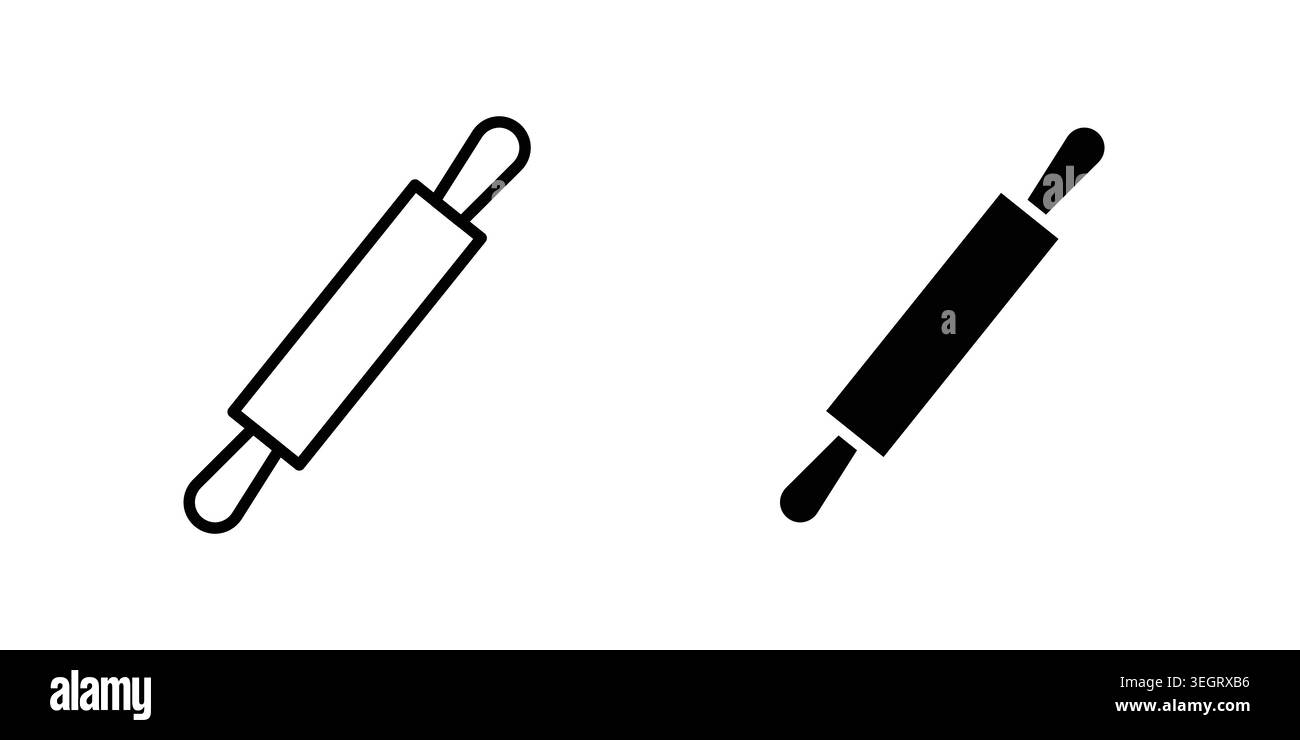 Rolling pin icon vector template set in black Stock Vector