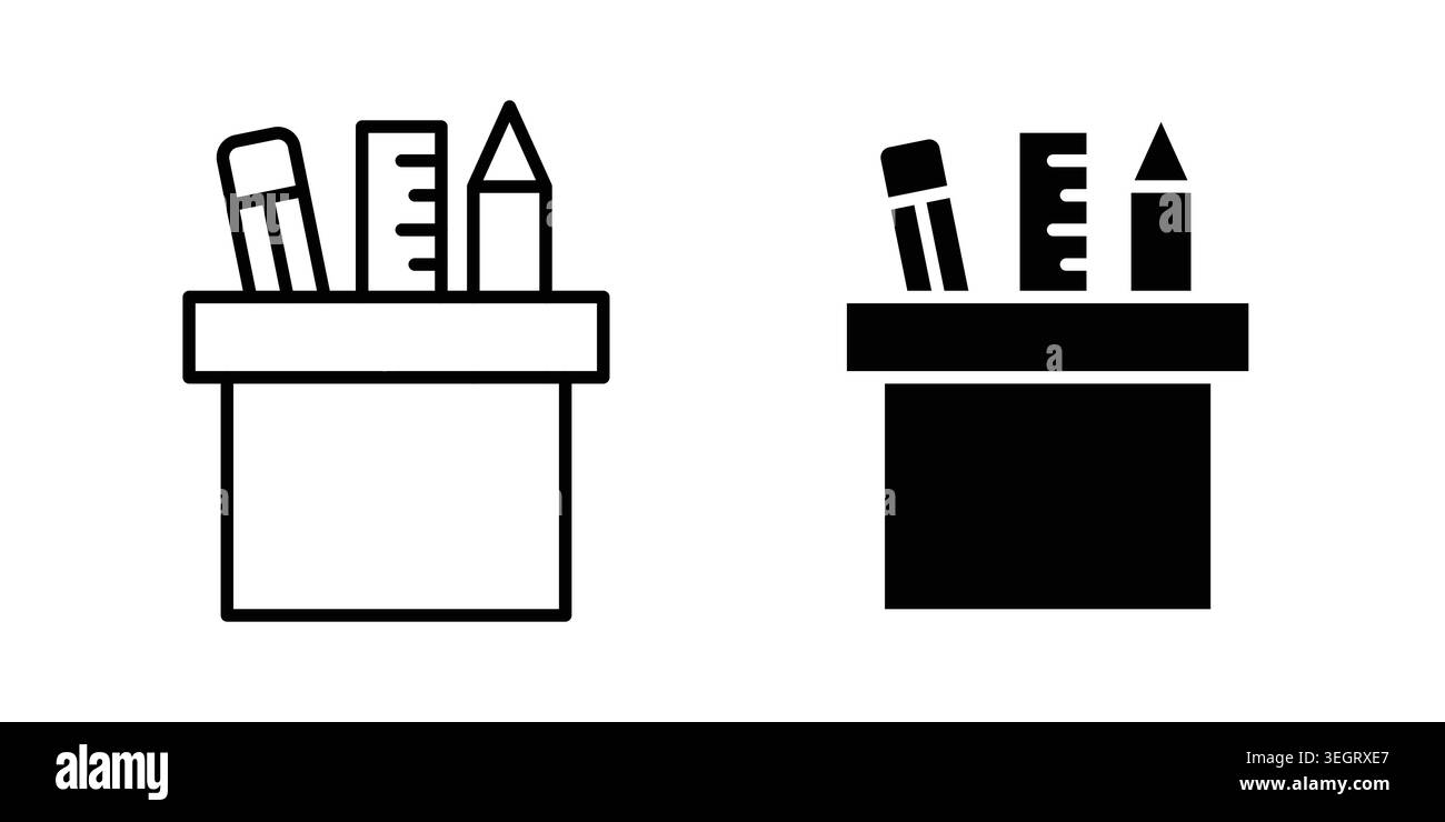 Pencil holder icon vector template set in black Stock Vector
