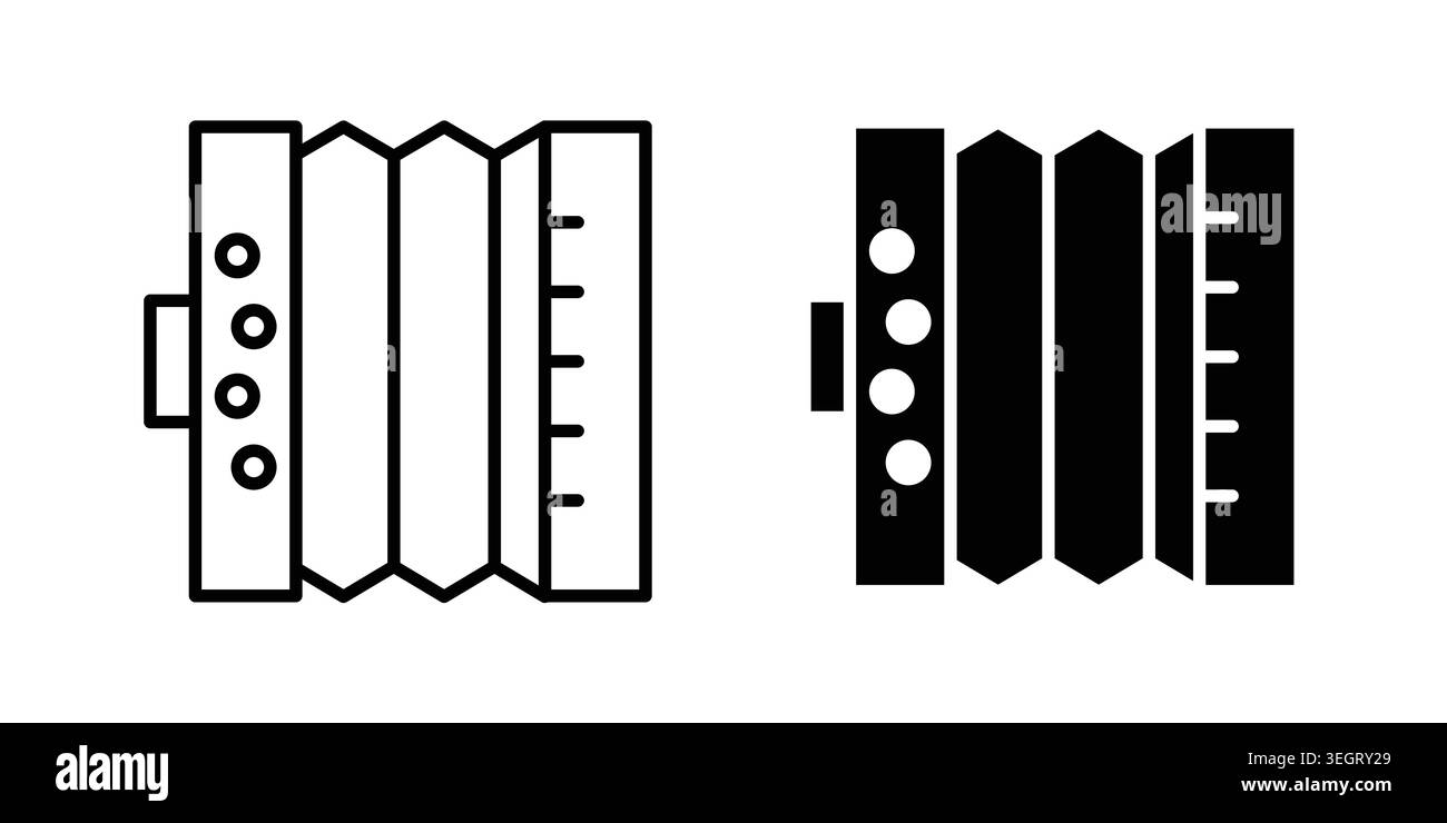 Bandoneon instruments icon vector template set in black Stock Vector