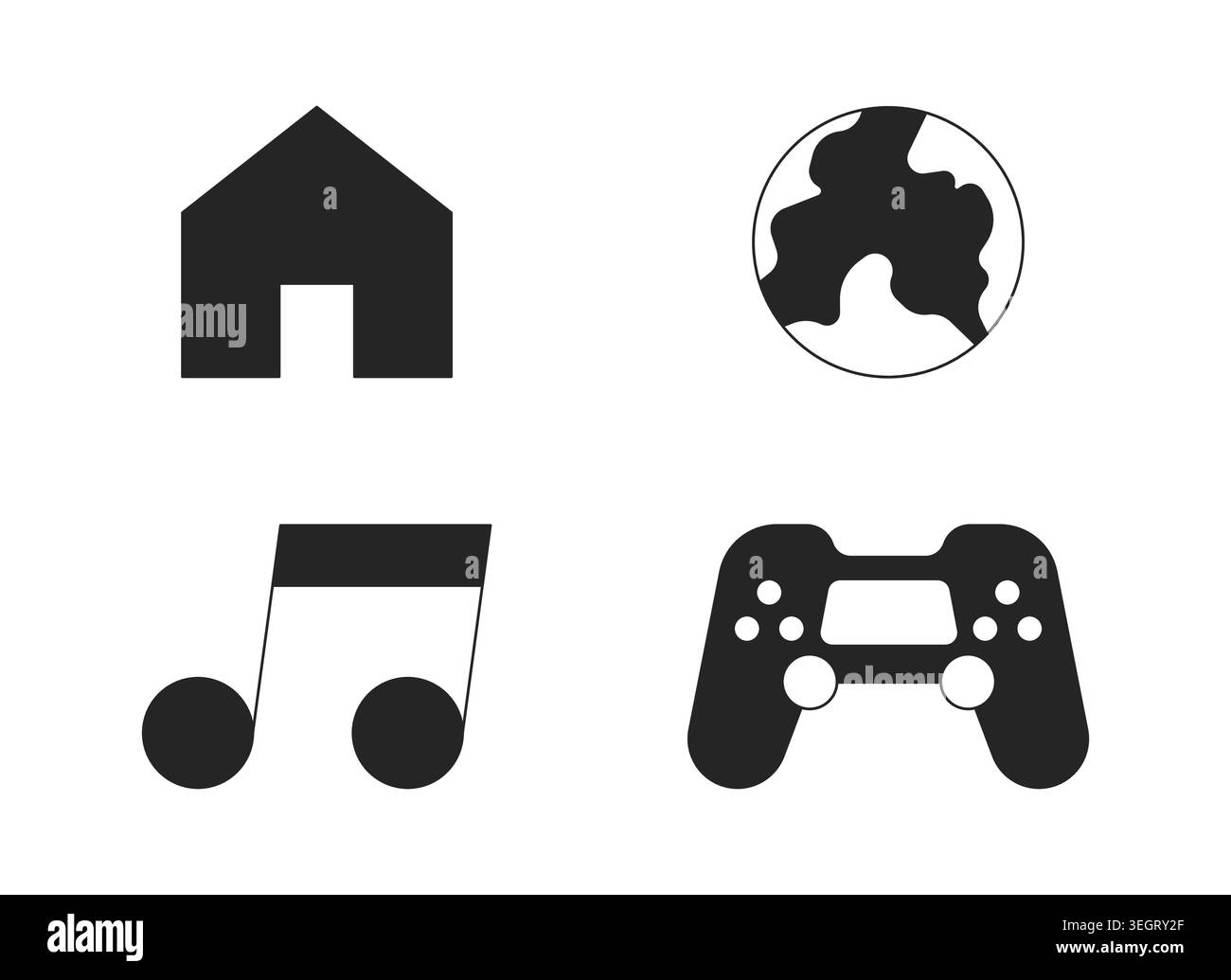 Basic app icons 2D line objects set Stock Vector