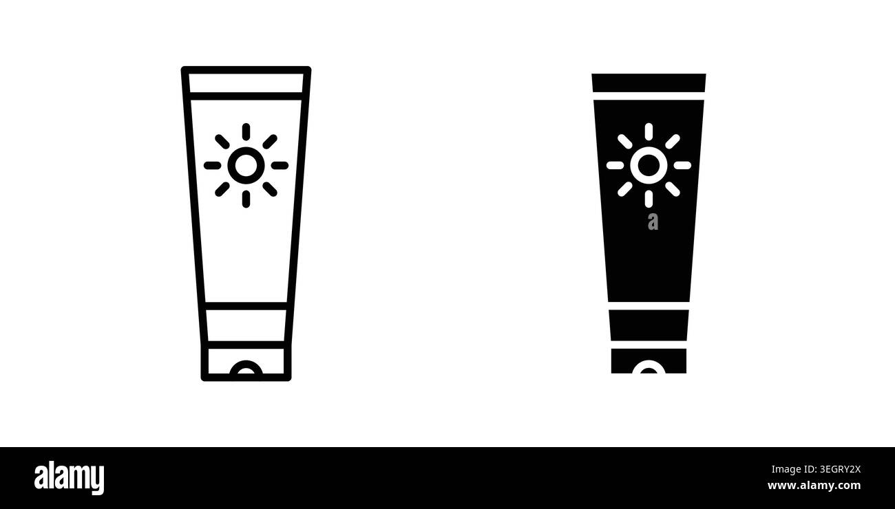 Sunscreen icon vector template set in black Stock Vector
