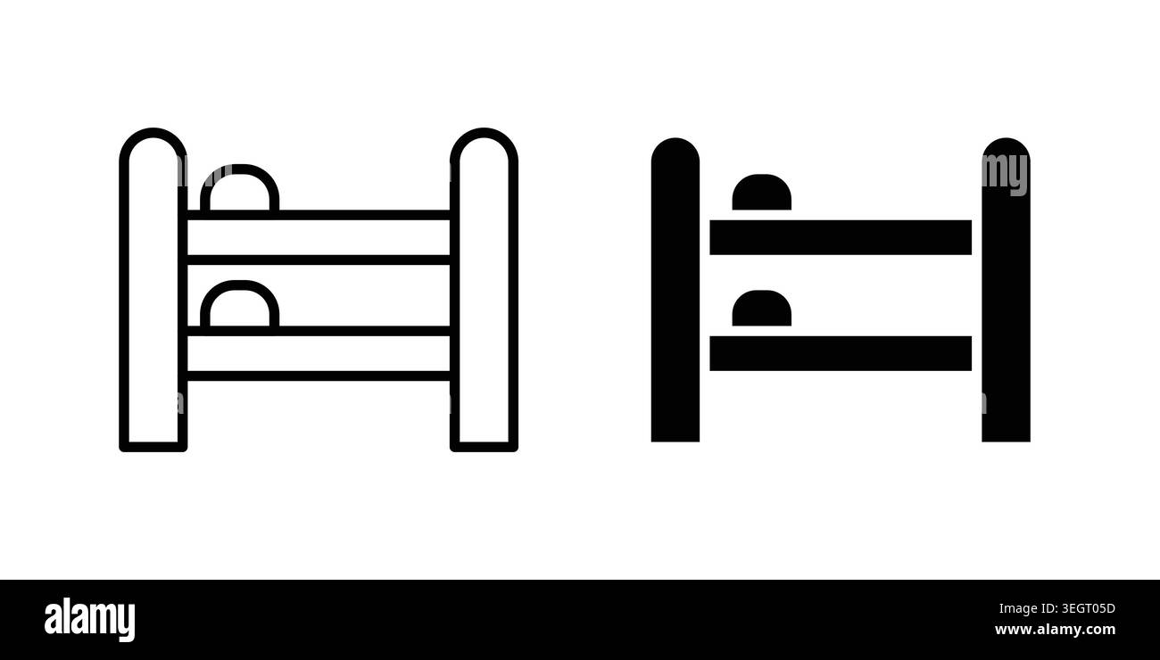 Bunk bed icon vector template set in black Stock Vector