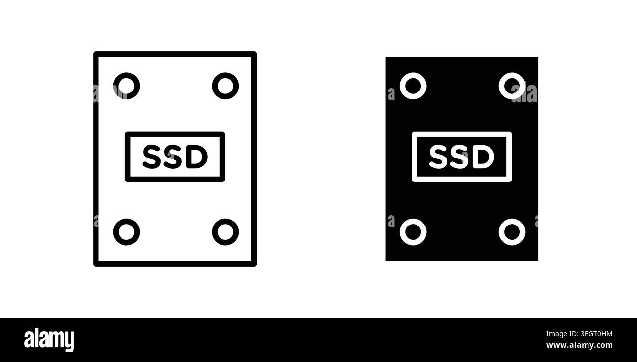 SSD drive icon vector template set in black Stock Vector