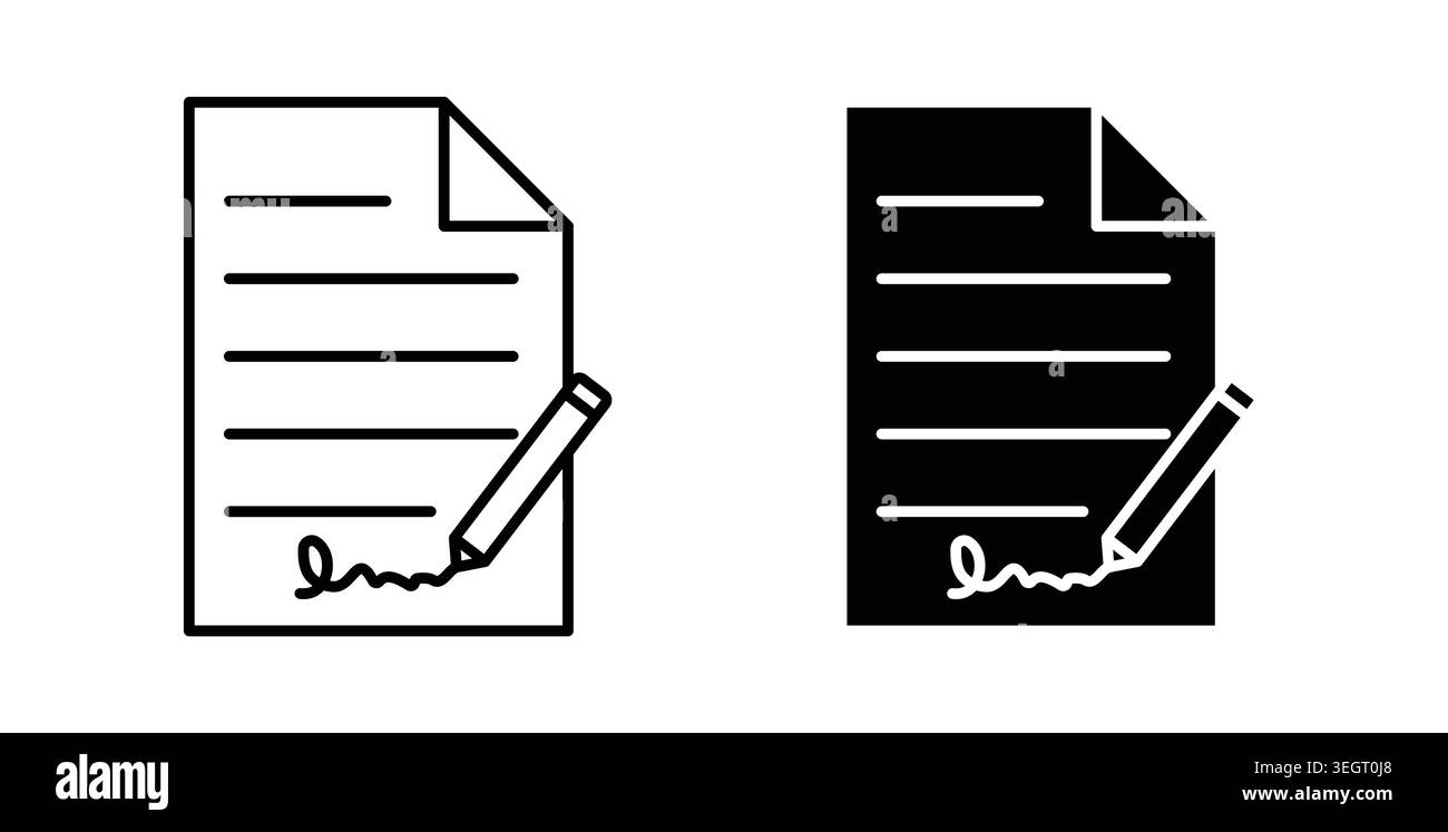 Document signed icon symbol. Vector illustration pack in black color. Stock Vector