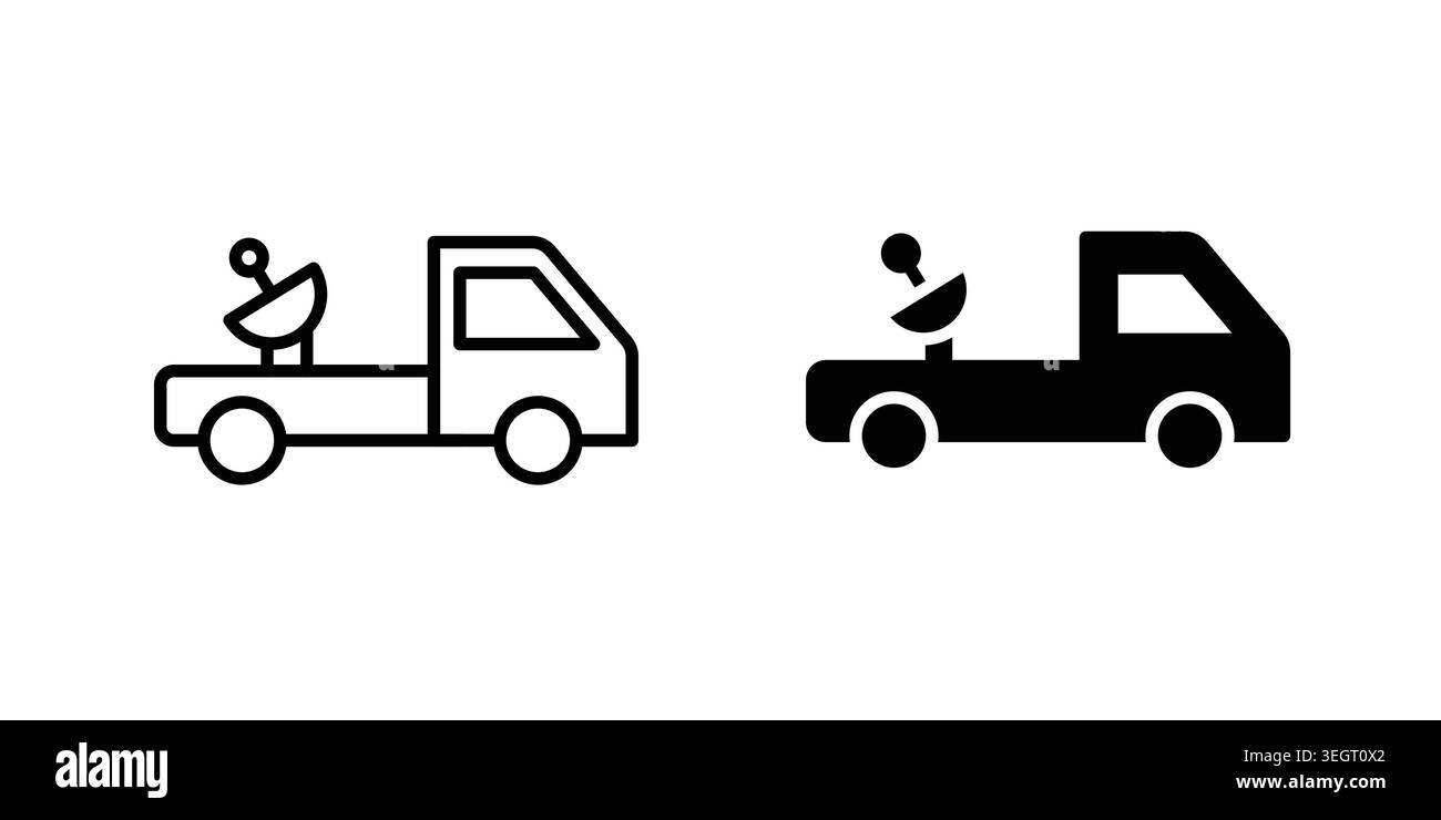 Broadcast van icon vector template set in black Stock Vector