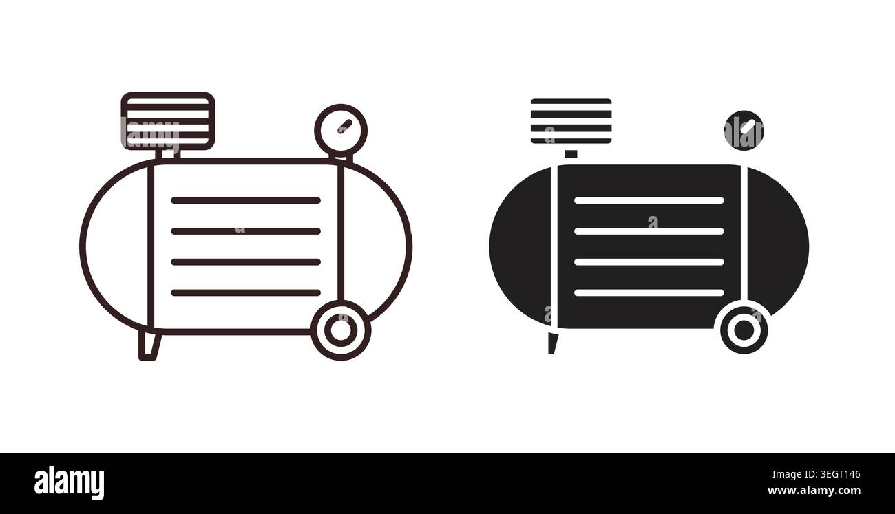 Compressor icon symbol. Vector illustration pack in black color. Stock Vector