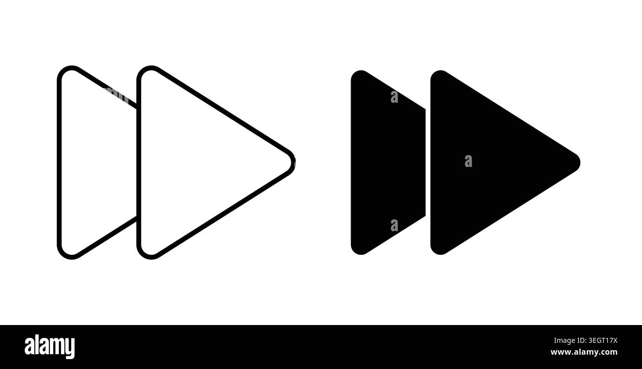 Forward icon symbol. Vector illustration pack in black color. Stock Vector