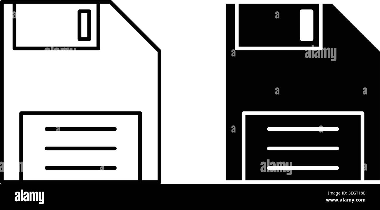 Floppy disk icon symbol. Vector illustration pack in black color. Stock Vector