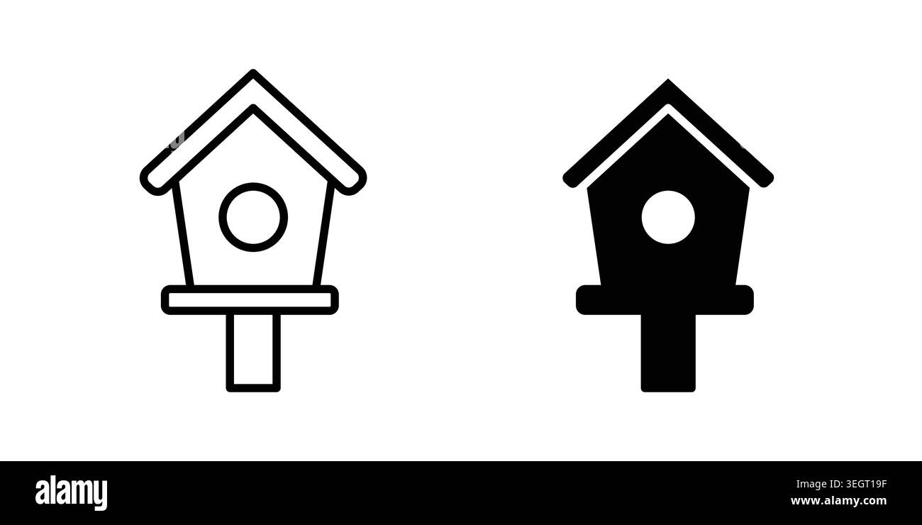 Bird house icon vector template set in black Stock Vector