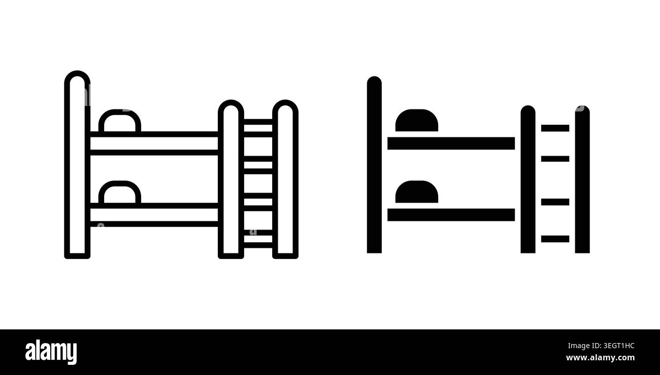 Bunk bed icon vector template set in black Stock Vector