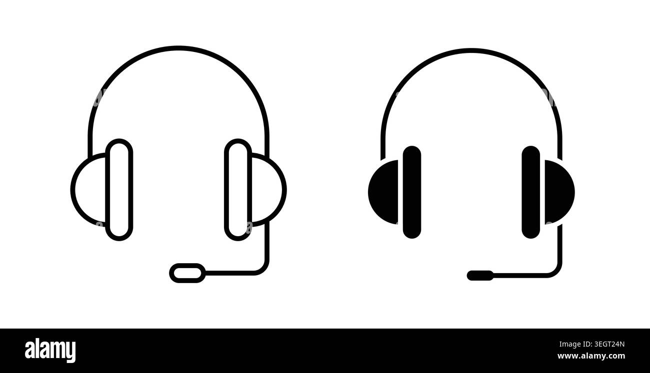 Headset icon symbol. Vector illustration pack in black color. Stock Vector
