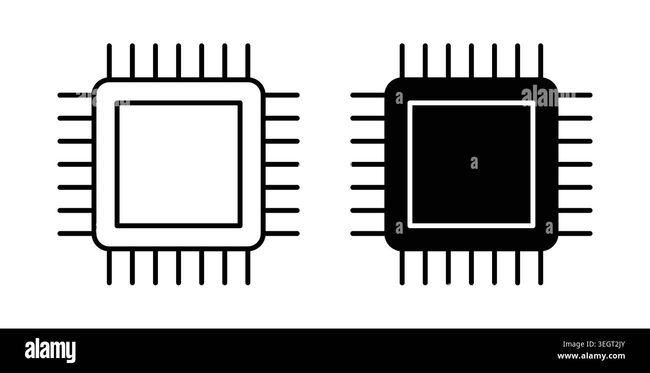 Microprocessor icon symbol. Vector illustration pack in black color. Stock Vector