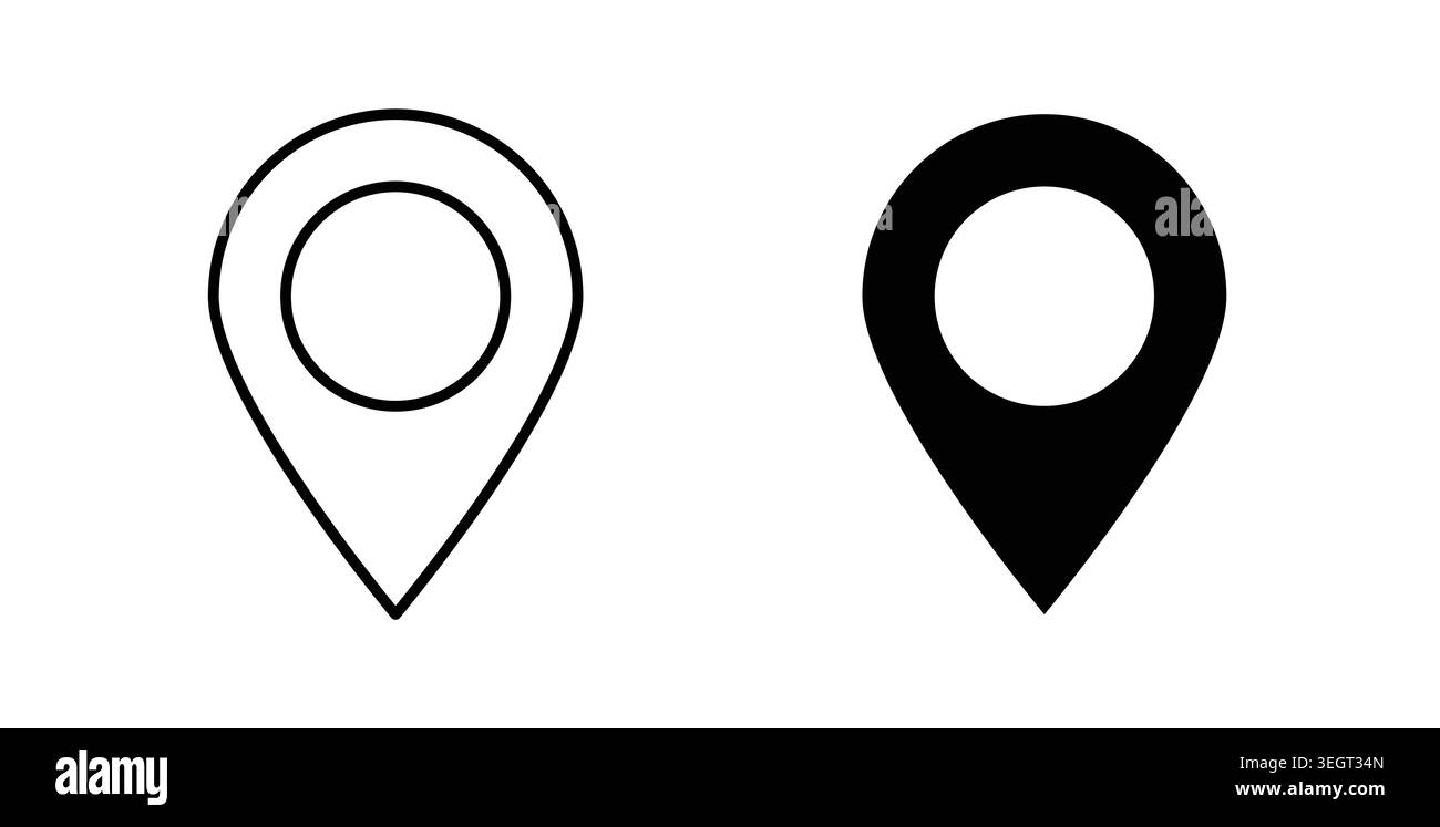 Map marker icon symbol. Vector illustration pack in black color. Stock Vector