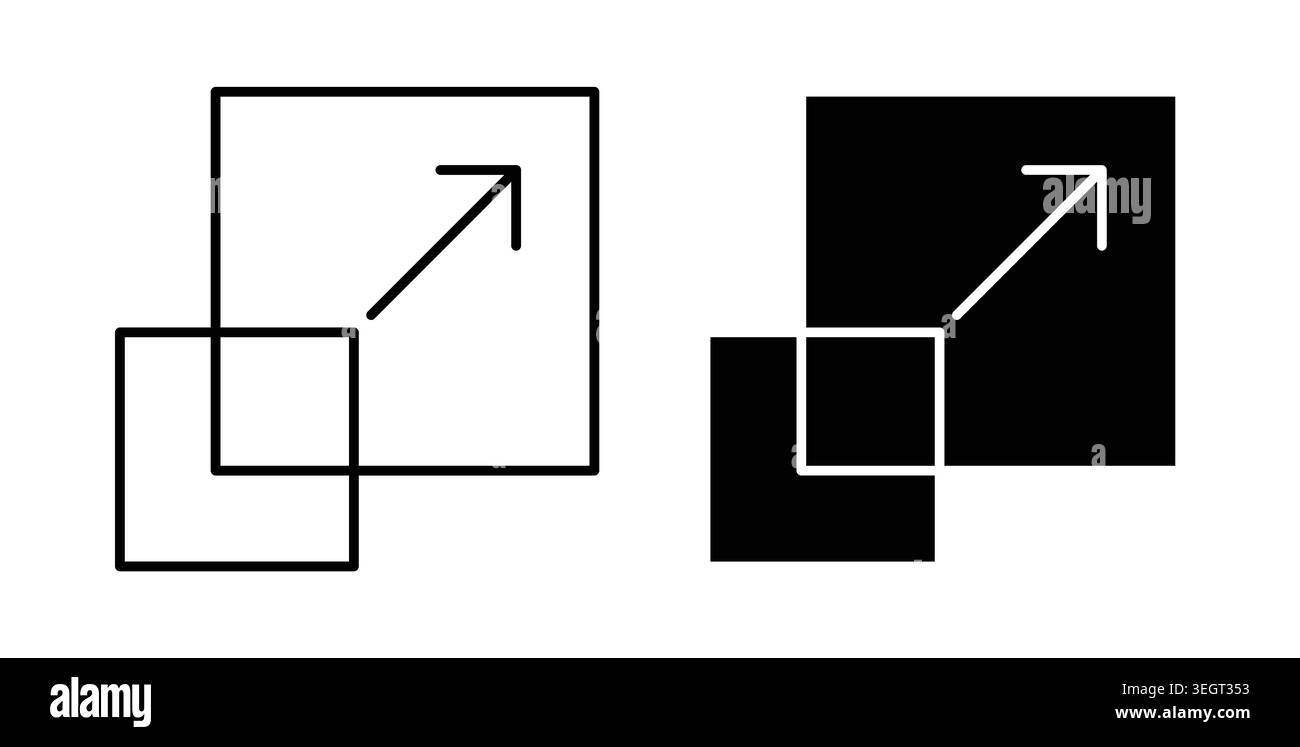 Resize icon symbol. Vector illustration pack in black color. Stock Vector