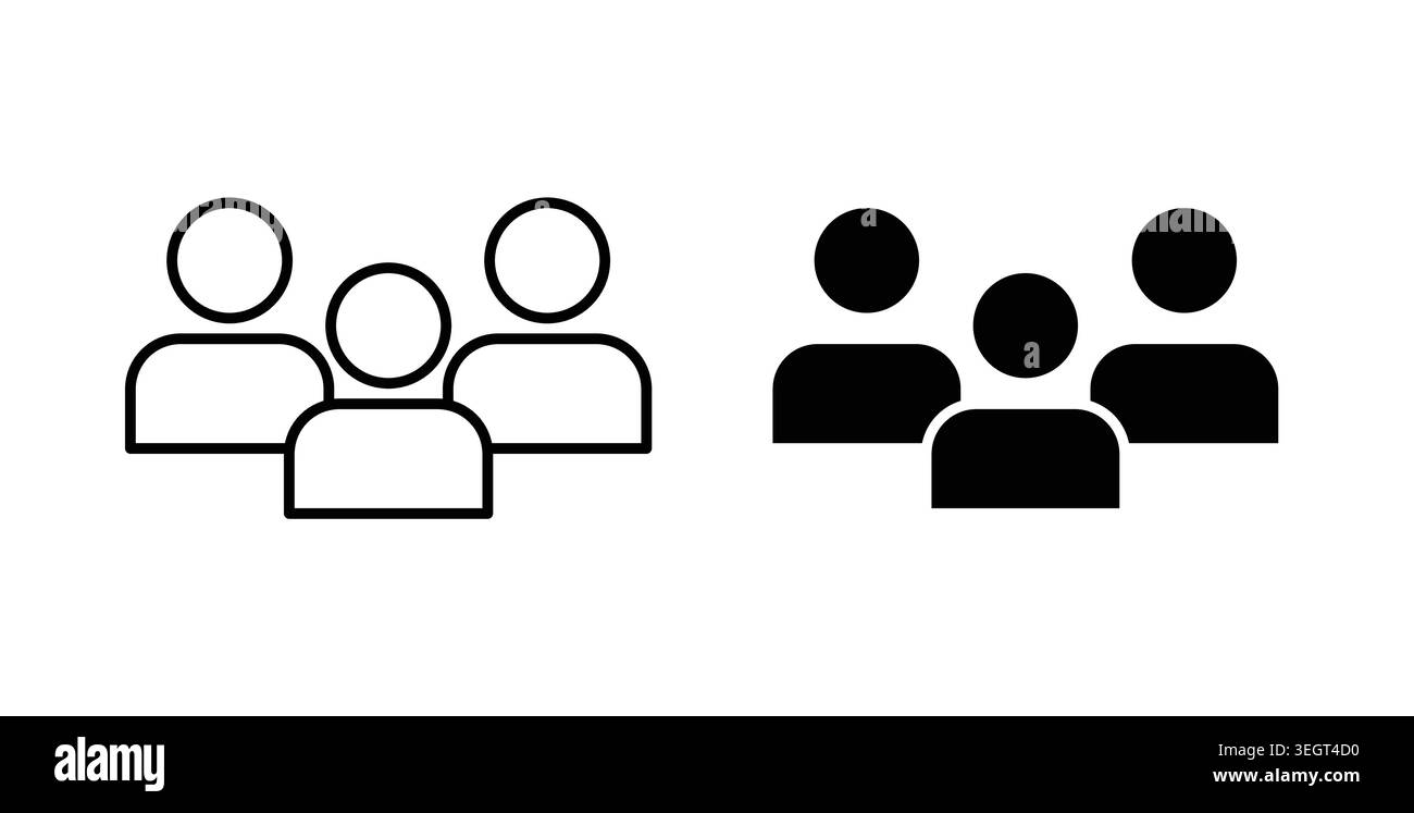 Users icon symbol. Vector illustration pack in black color. Stock Vector