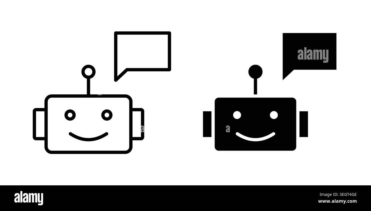 Chatbot speech bubble icon vector, symbol, logo illustrations Stock Vector