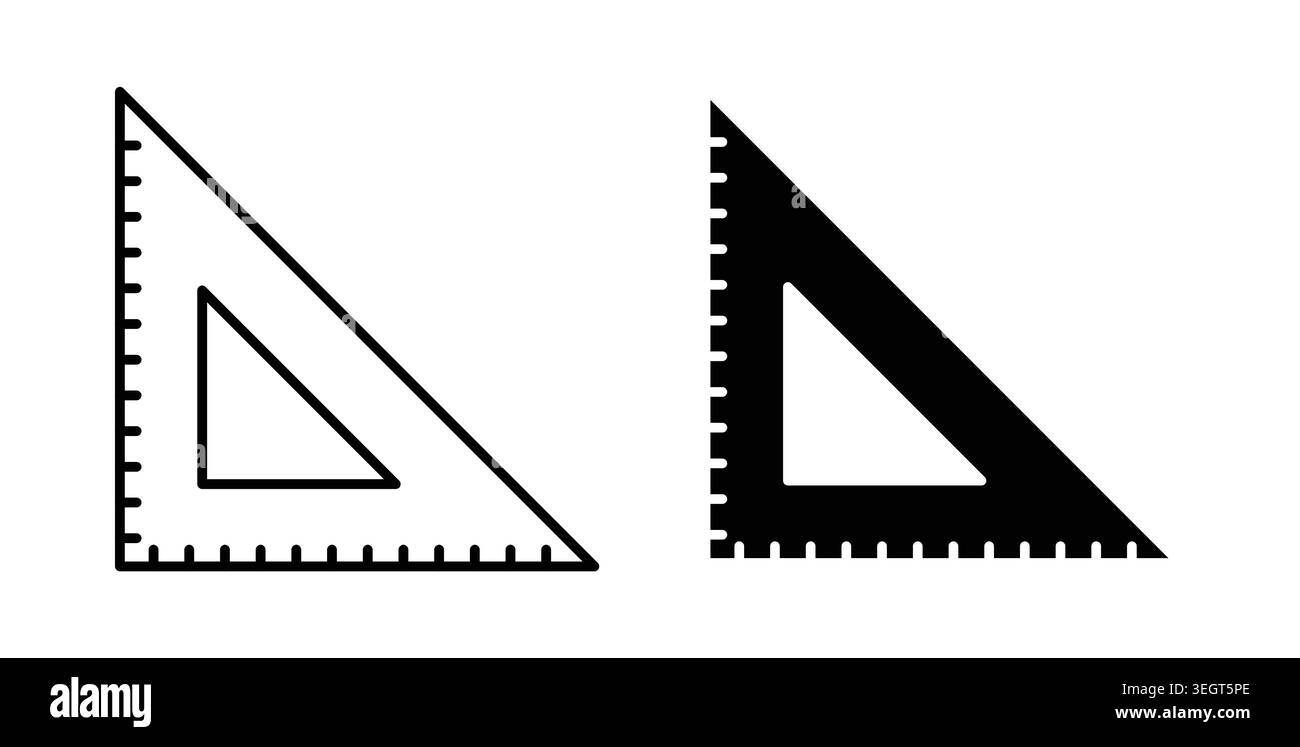 Triangle ruler icon symbol. Vector illustration pack in black color. Stock Vector