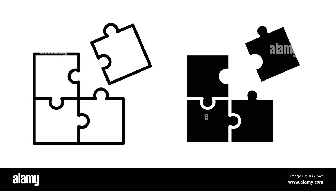 Puzzle pieces icon vector, symbol, logo illustrations Stock Vector