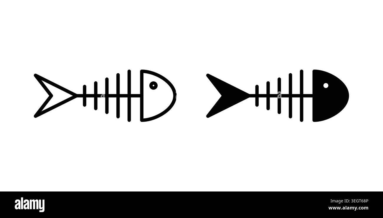 Fish bones icon vector, symbol, logo illustrations Stock Vector