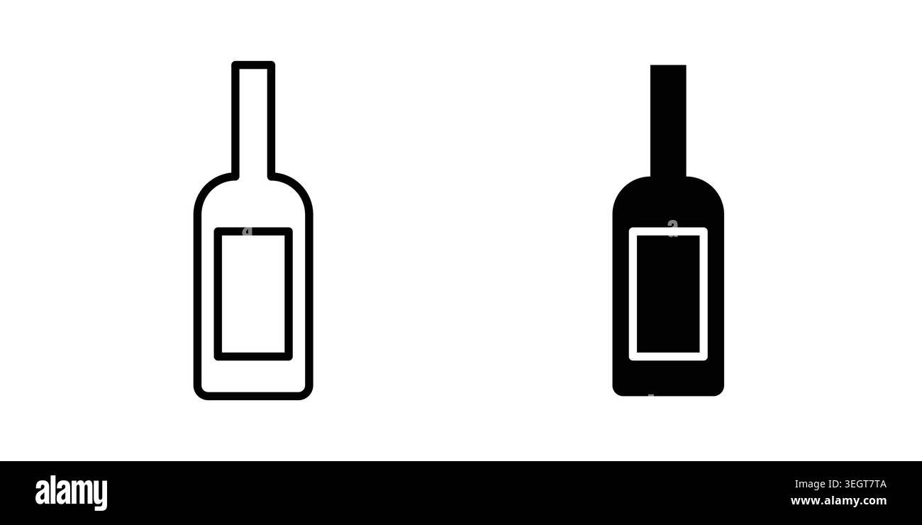 Wine bottle icon vector, symbol, logo illustrations Stock Vector