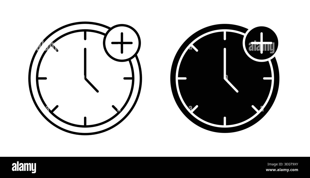 Extra hours icon vector art Illustrations Stock Vector