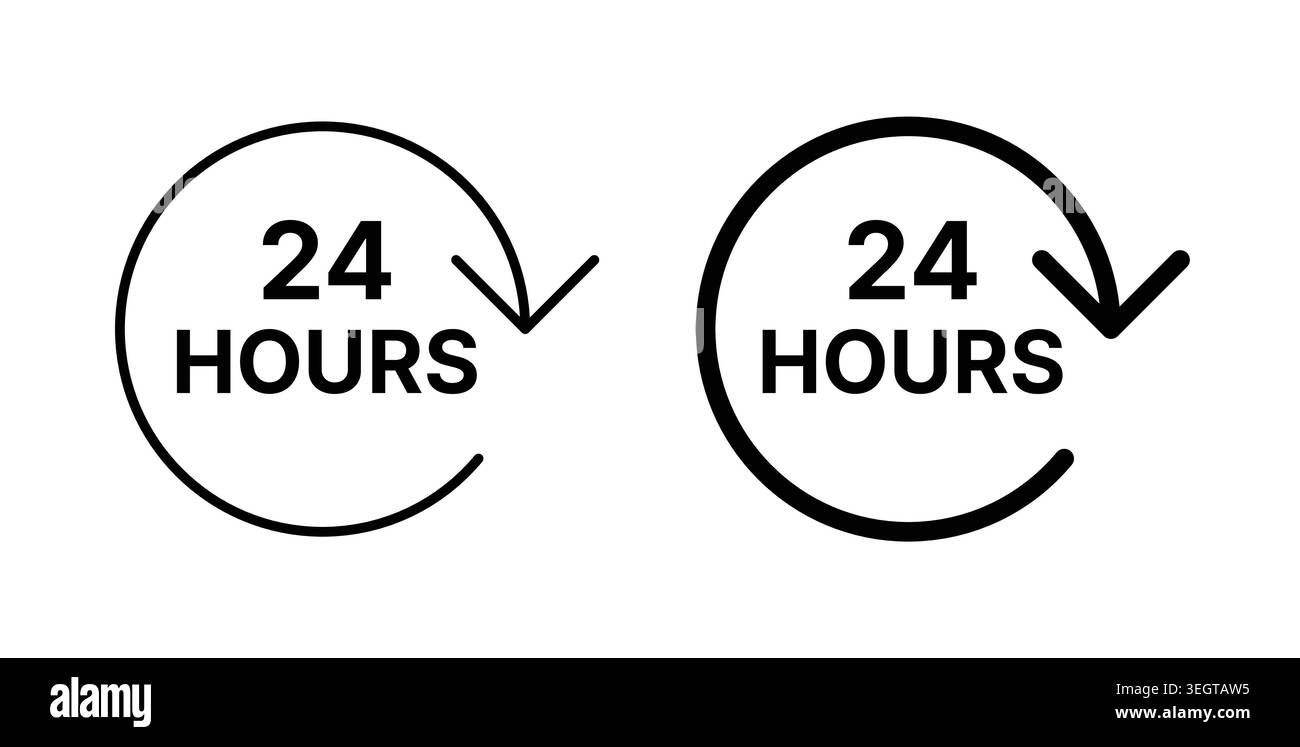 24 Hour time icon vector art Illustrations Stock Vector