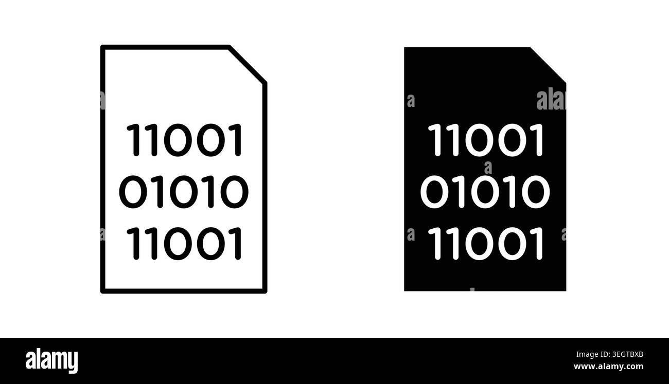 Binary code icon vector art Illustrations Stock Vector