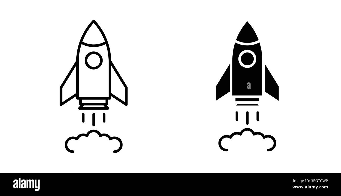 Rocket launch icon vector art Illustrations Stock Vector