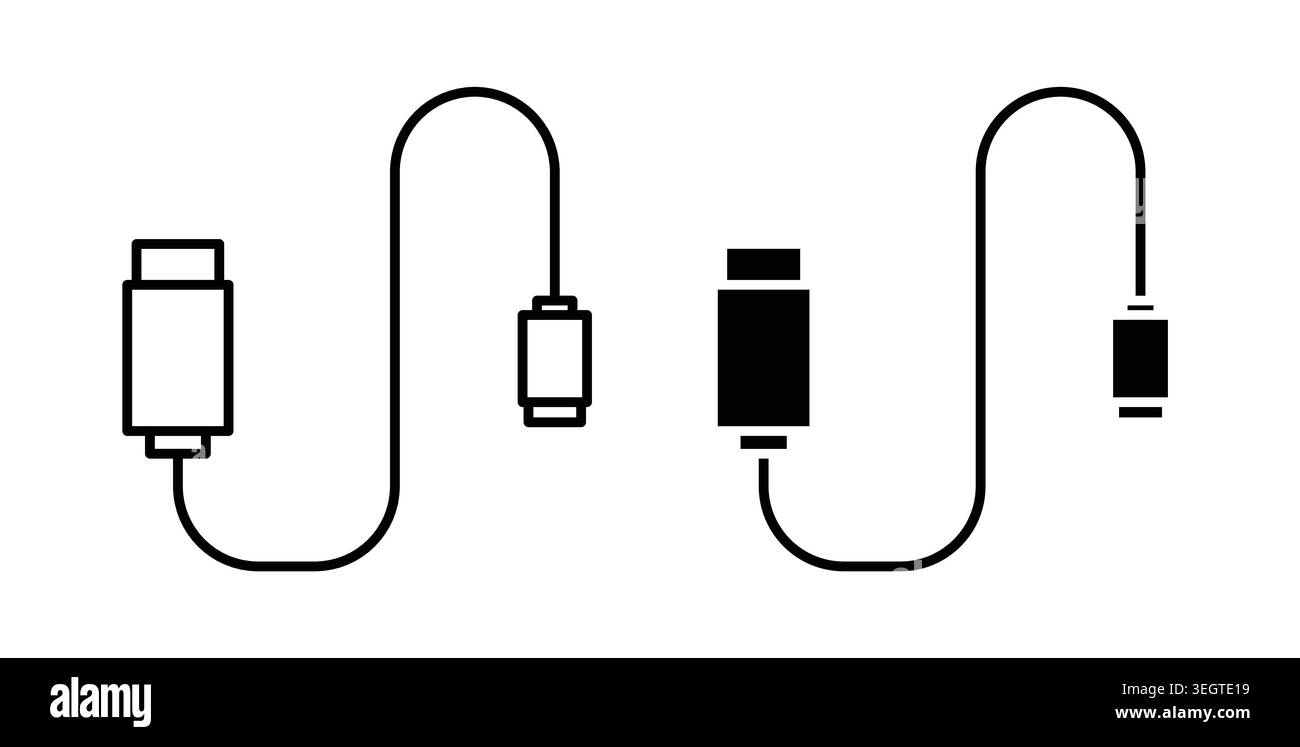 USB cable icon vector art Illustrations Stock Vector