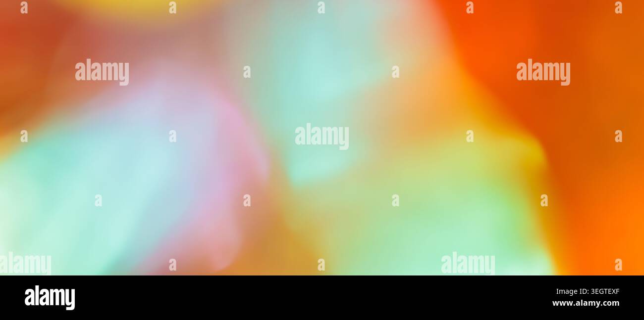 Abstract multicolor gradient background with teal mint orange and pink blurred light tones Stock Photo