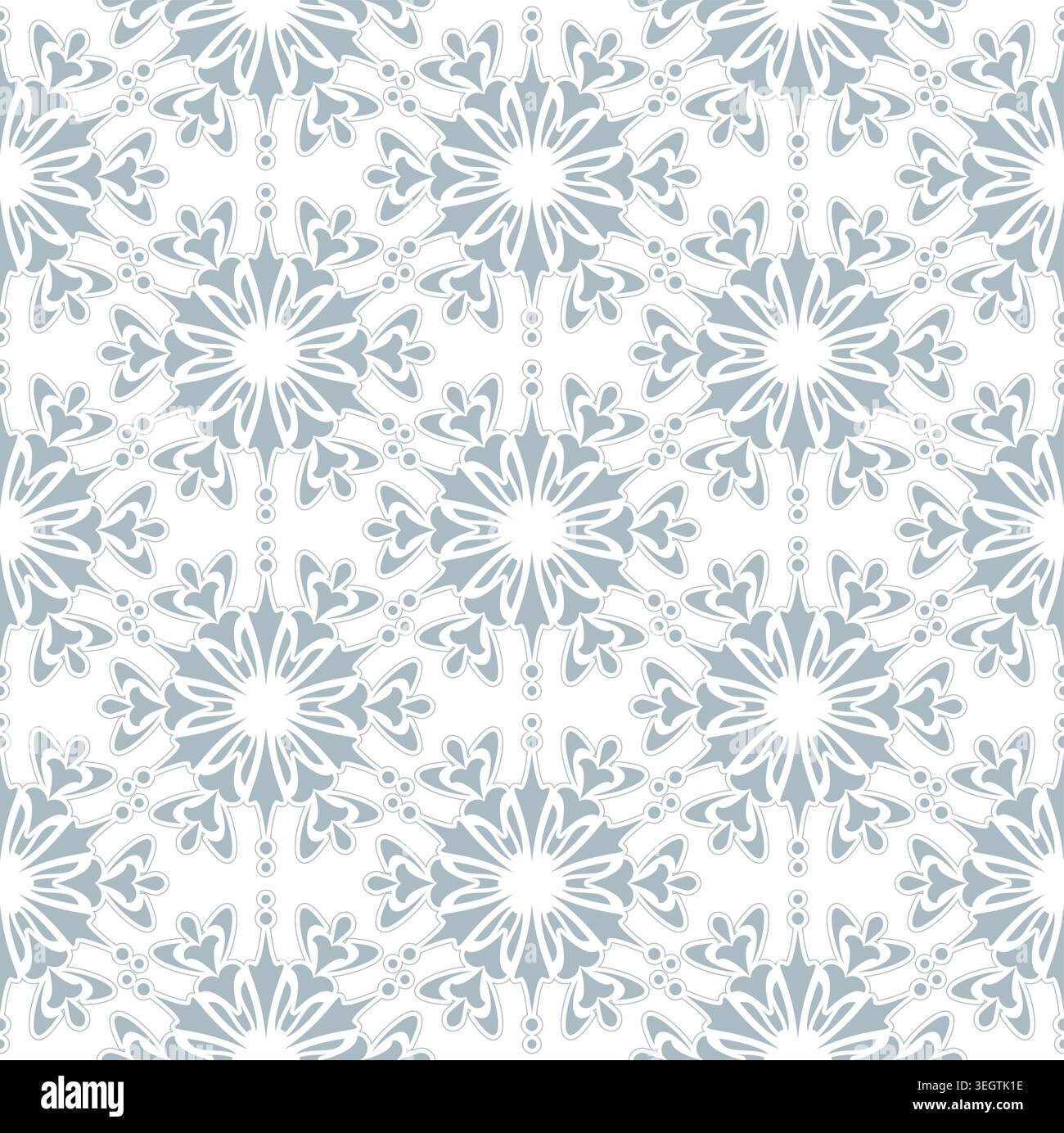 Abstract geometric pattern with lines, snowflakes. A seamless vector background. White and blue texture. Graphic modern pattern Stock Vector