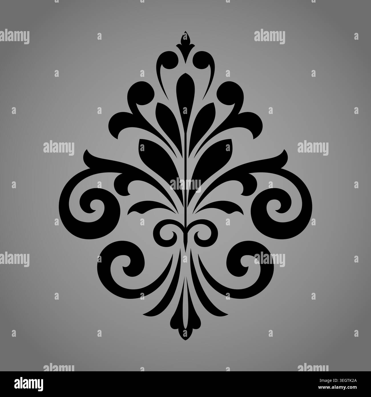 Damask graphic ornament. Floral design element. Black vector pattern. Stock Vector