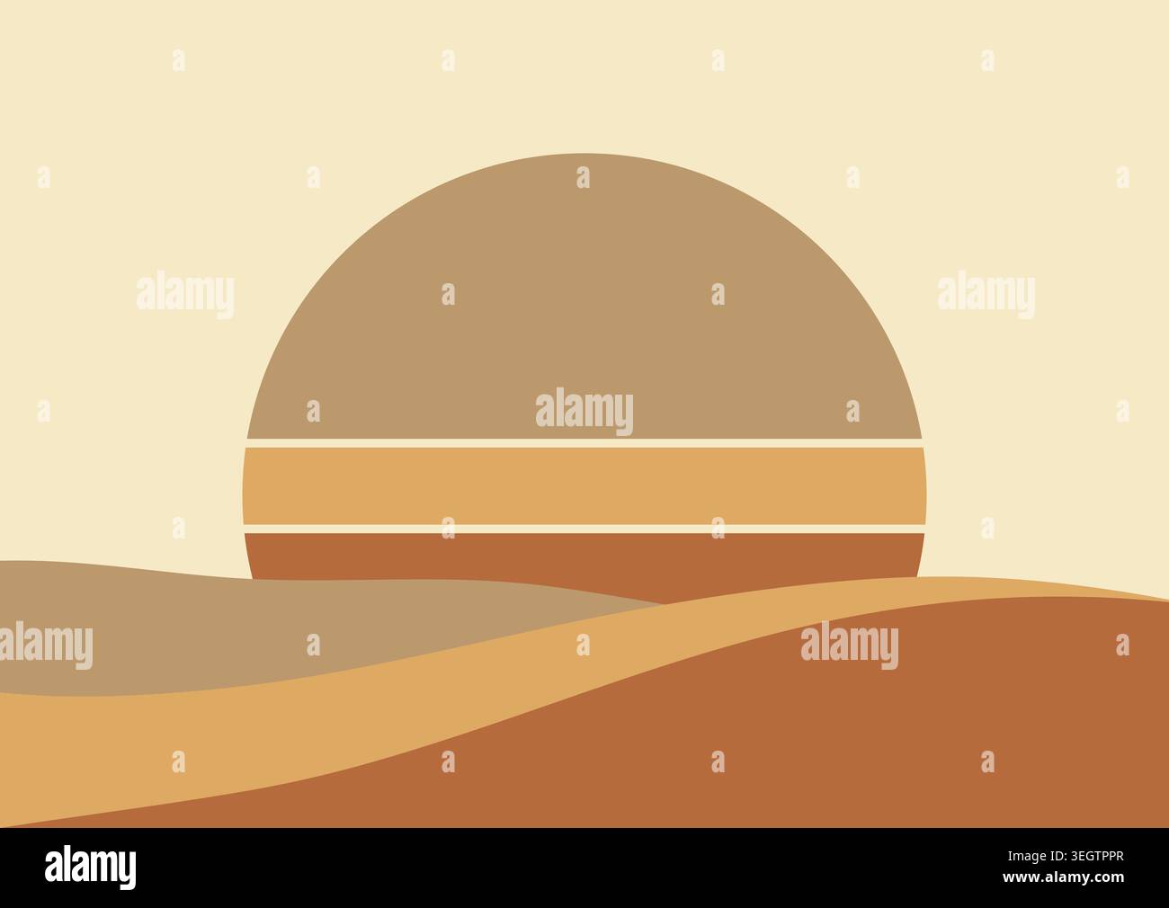 Abstract minimal landscape in a boho style design Stock Vector