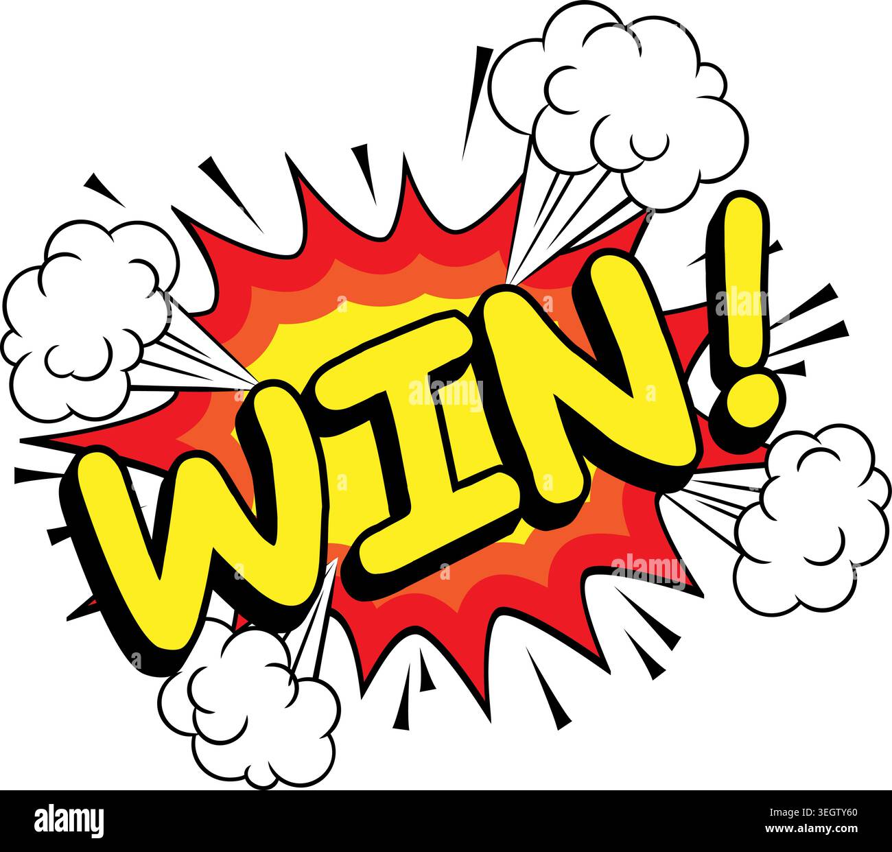 WIN Comic Book Pop Art Explosion Burst Graphic Stock Vector