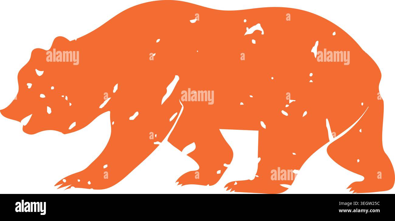 Grizzly Bear Silhouette Illustration Stock Vector