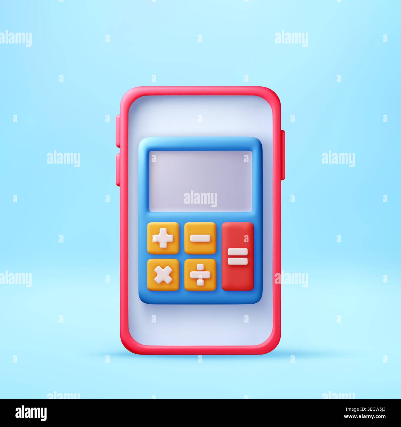 3d smartphone with calculator on screen Stock Vector