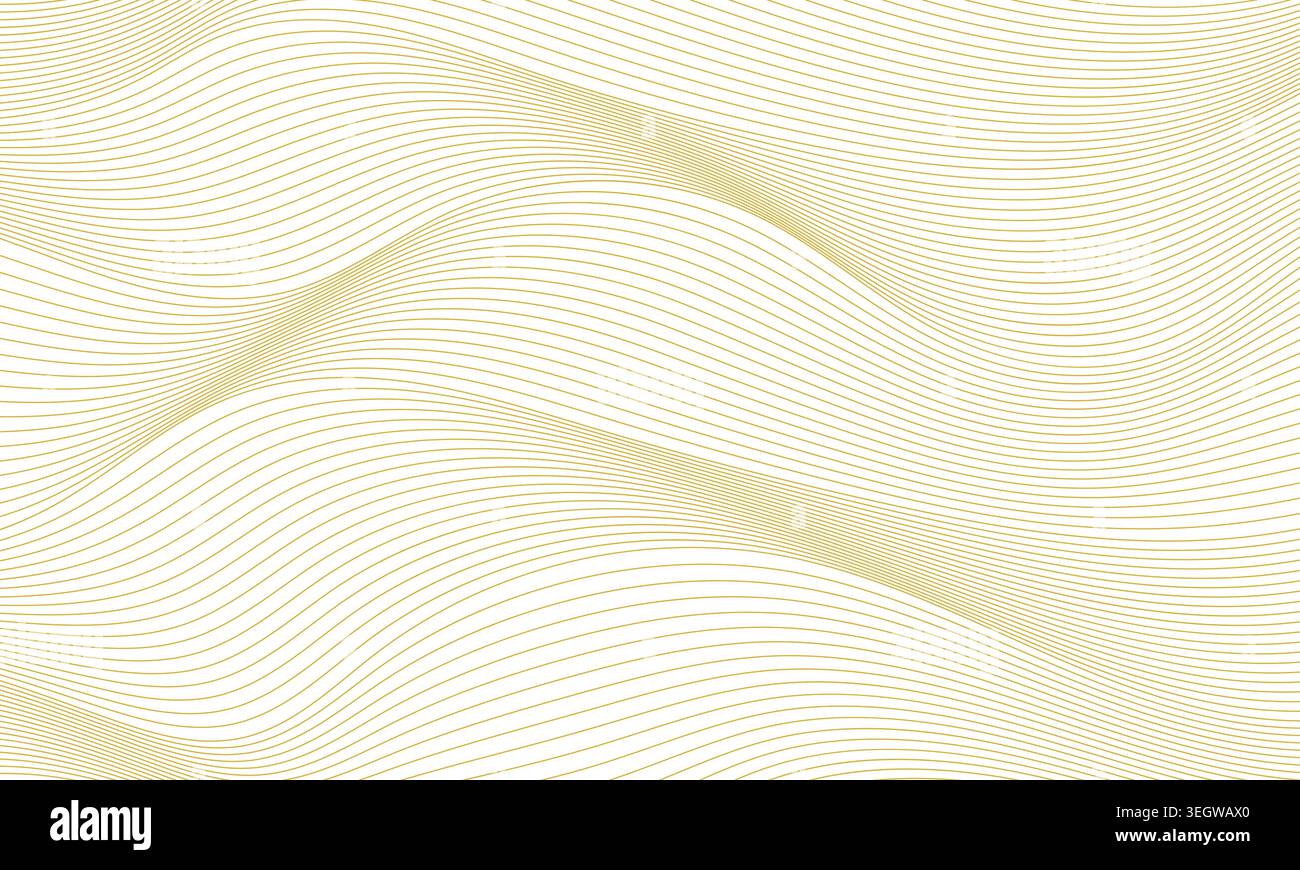 Elegant golden wavy lines pattern on a clean white background, ideal for luxury designs Stock Vector