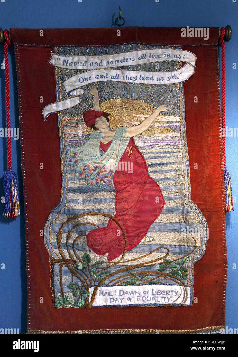Leeds socialist political protest banner from the Leeds Museums and Galleries collection, England, UK. Stock Photo