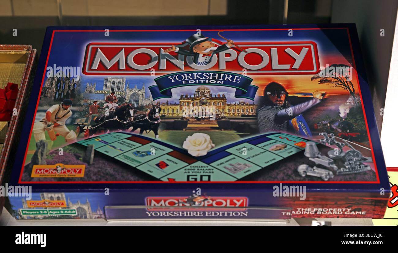 Monopoly Yorkshire Edition board game on display in Leeds, West Yorkshire, England, UK. Stock Photo