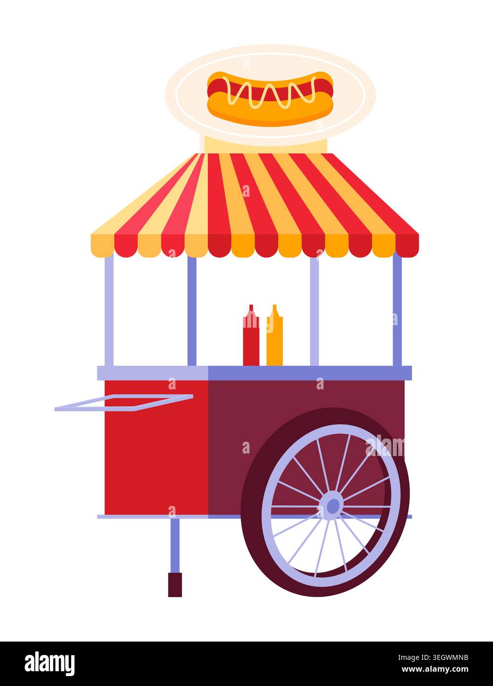 Hot Dog Stand - Colorful Flat Design Illustration Stock Vector