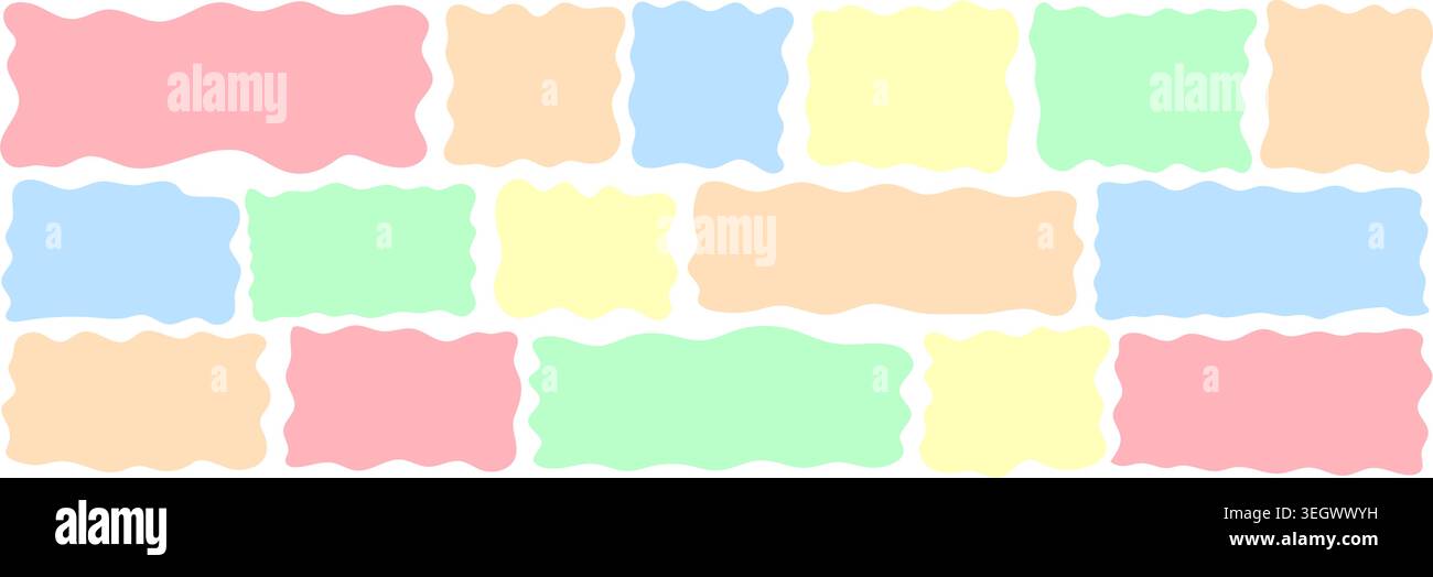Organic wavy rectangle border with fluid edges vector illustration set. Stock Vector