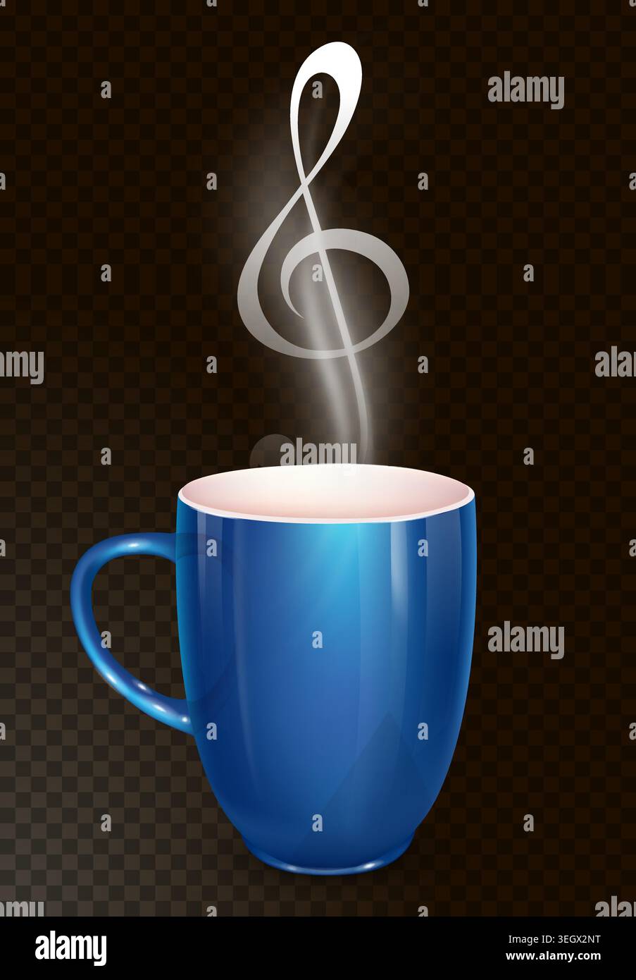Coffee cup with steam shaped like treble clef Stock Vector