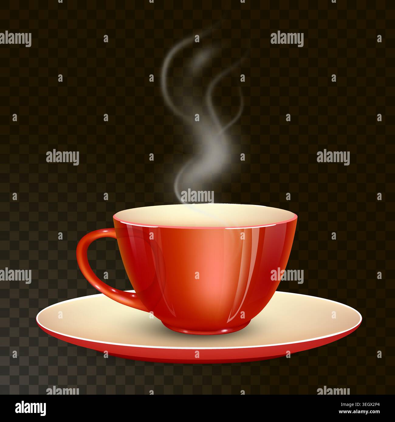 Coffee cup with steam on dark background Stock Vector