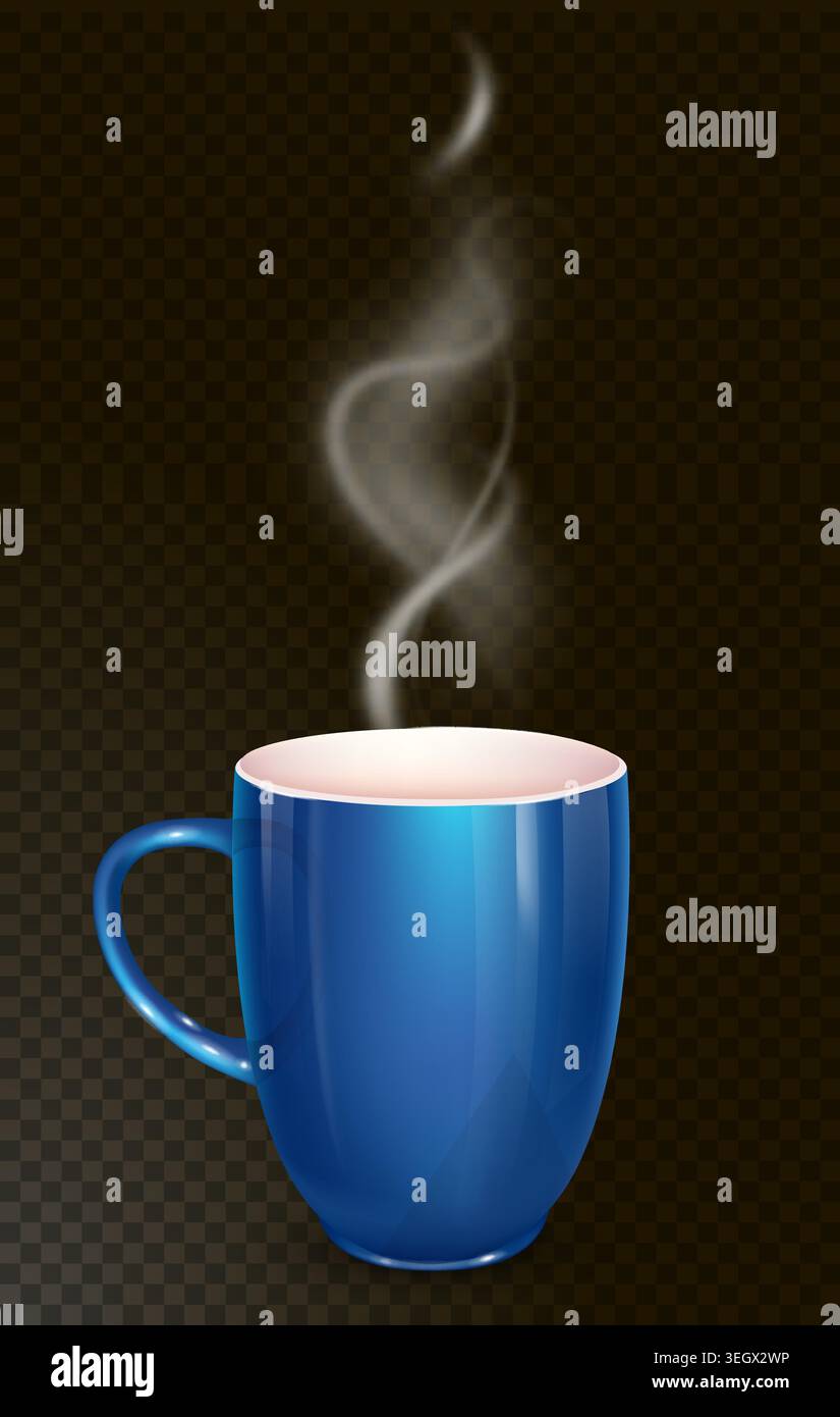 Coffee cup with steam on dark background Stock Vector